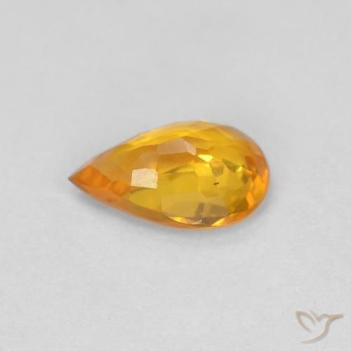 Zafiro Dorado naranja intenso natural de 0.48 ct, En forma de pera, VVS-VS