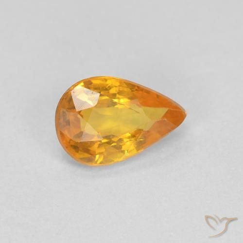 Zafiro Dorado naranja natural de 0.51 ct, En forma de pera, VVS-VS