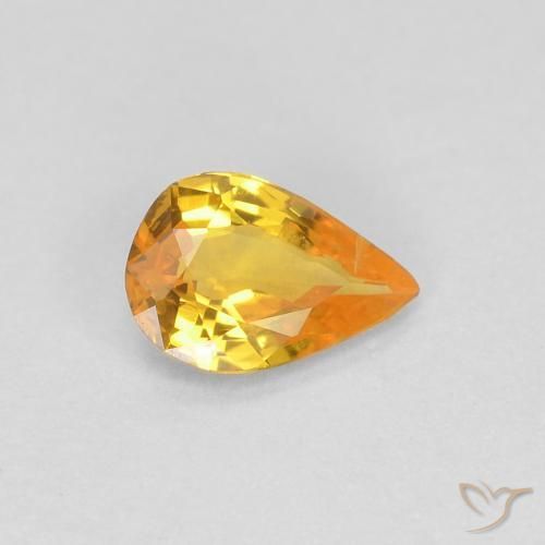 Zafiro Dorado natural de 0.37 ct, En forma de pera, VVS-VS