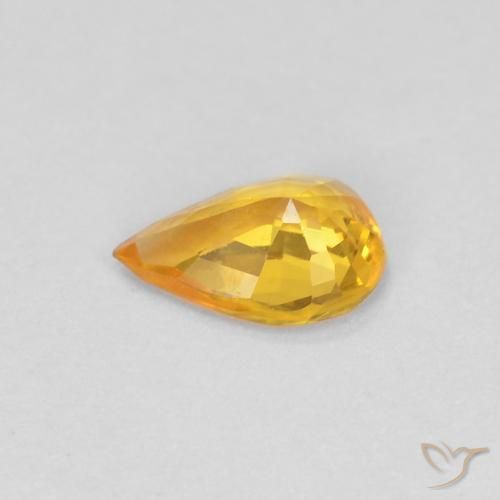 Zafiro Dorado natural de 0.37 ct, En forma de pera, VVS-VS