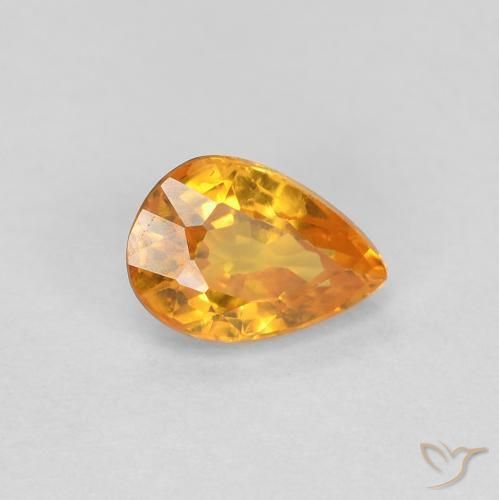 0.56ct Natural Dorado naranja intenso Zafiro, En forma de pera, VVS-VS