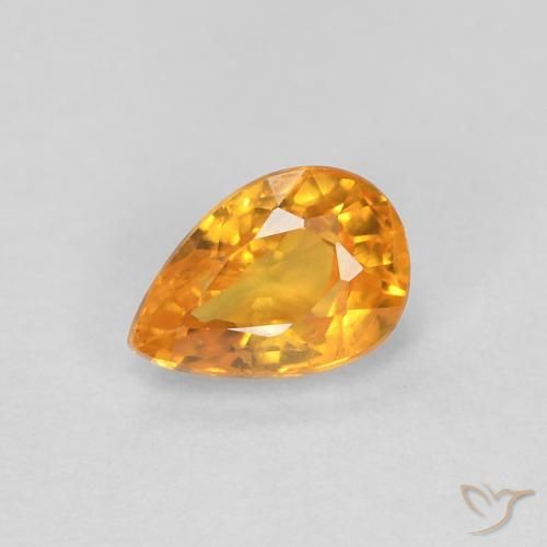 Zafiro Dorado naranja intenso natural de 0.56 ct, En forma de pera, VVS-VS