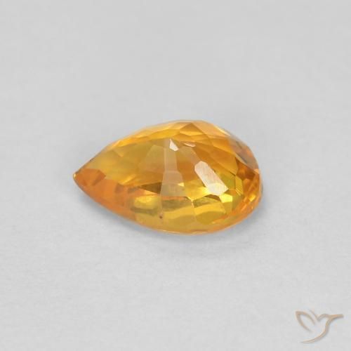 Zafiro Dorado naranja intenso natural de 0.56 ct, En forma de pera, VVS-VS