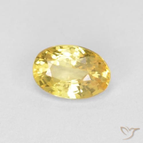 Zafiro Amarillo miel natural de 0.63 ct, Ovalada, VVS