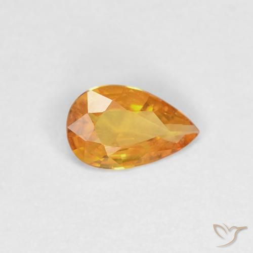 Zafiro Dorado naranja natural de 0.27 ct, En forma de pera, VVS