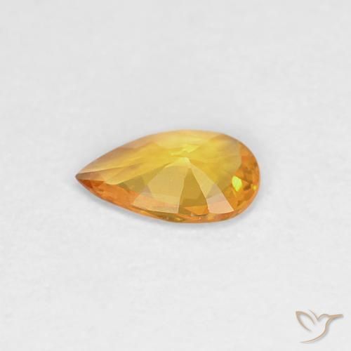 Zafiro Dorado naranja natural de 0.27 ct, En forma de pera, VVS