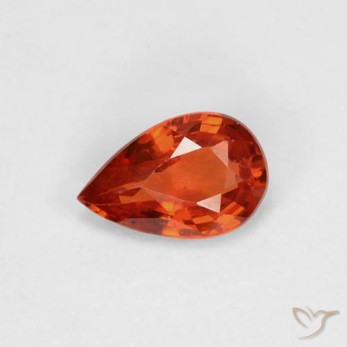 Zafiro Naranja rojizo natural de 0.47 ct, En forma de pera, VVS