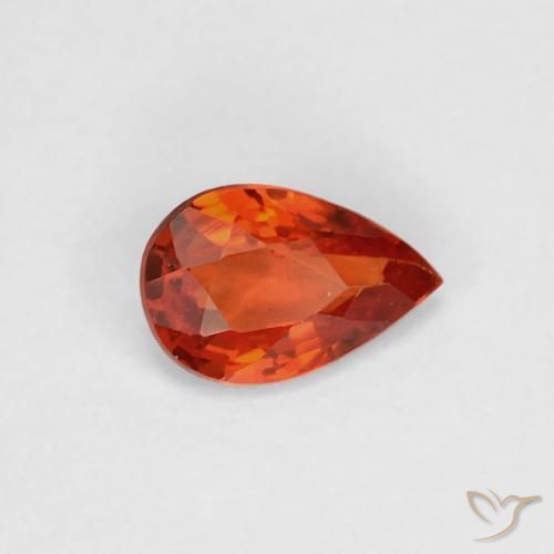 Zafiro Naranja rojizo natural de 0.47 ct, En forma de pera, VVS