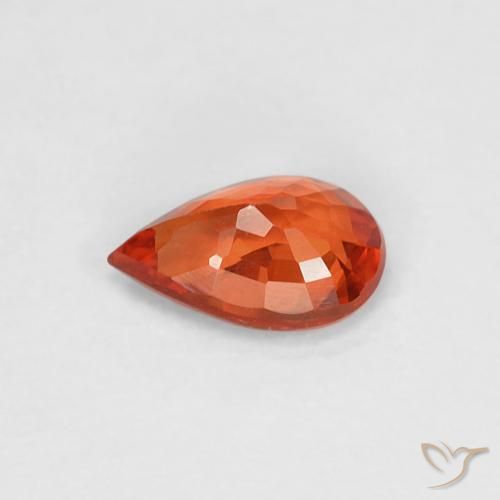 Zafiro Naranja rojizo natural de 0.47 ct, En forma de pera, VVS