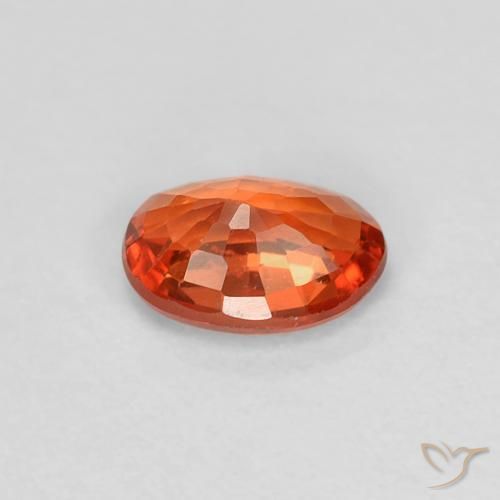 Zafiro Naranja rojizo natural de 0.60 ct, Ovalada, VVS