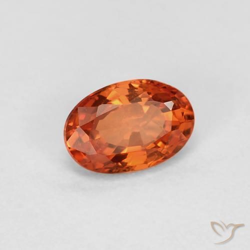 Zafiro Naranja rojizo natural de 0.60 ct, Ovalada, VVS