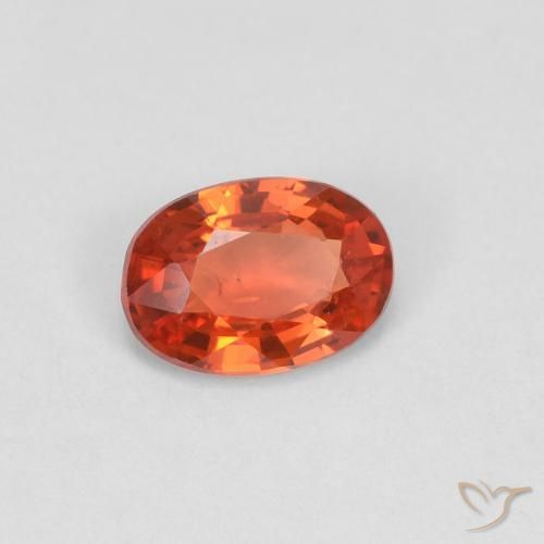 Zafiro Naranja rojizo natural de 0.47 ct, Ovalada, VS