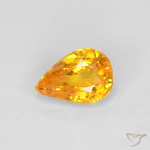 Zafiro Naranja medio natural de 0.59 ct, En forma de pera, VVS-VS