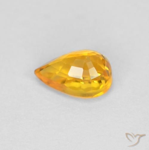 Zafiro Naranja medio natural de 0.59 ct, En forma de pera, VVS-VS