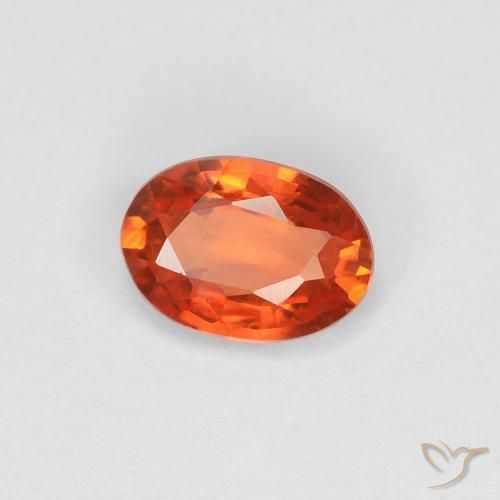 Zafiro Naranja fuego natural de 0.49 ct, Ovalada, VVS