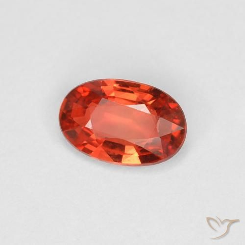 Zafiro Naranja rojizo natural de 0.43 ct, Ovalada, VVS