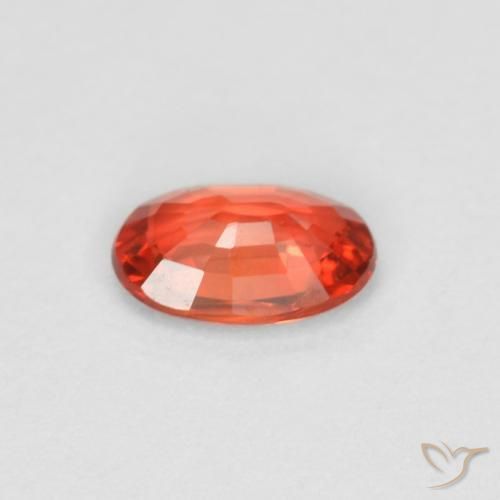 Zafiro Naranja rojizo natural de 0.43 ct, Ovalada, VVS