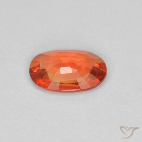 Zafiro Naranja rojizo natural de 0.39 ct, Ovalada, VVS