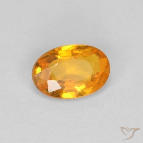 Zafiro Naranja medio natural de 0.52 ct, Ovalada, VVS