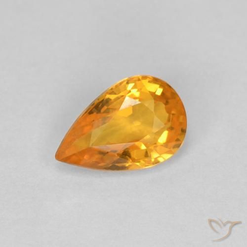 0.54ct Natural Naranja medio Zafiro, En forma de pera, VVS