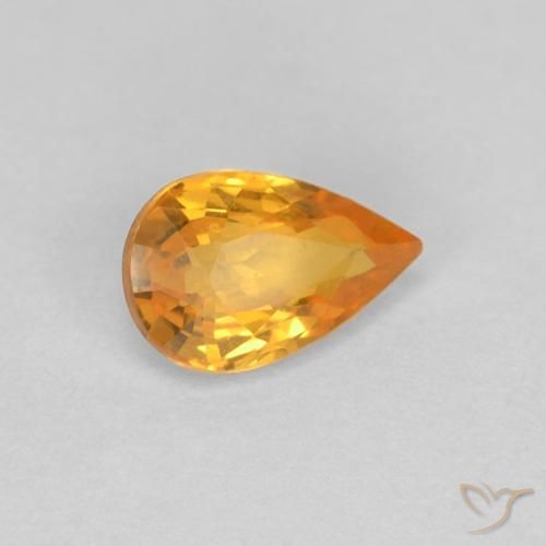 Zafiro Naranja medio natural de 0.54 ct, En forma de pera, VVS