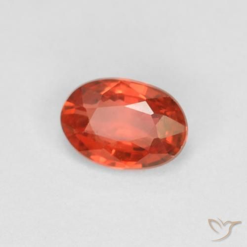 Zafiro Naranja rojizo natural de 0.58 ct, Ovalada, VVS-VS