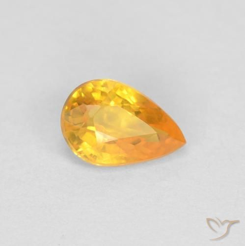 0.48ct Natural Naranja medio Zafiro, En forma de pera, VVS-VS