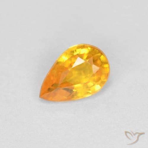 Zafiro Naranja medio natural de 0.48 ct, En forma de pera, VVS-VS