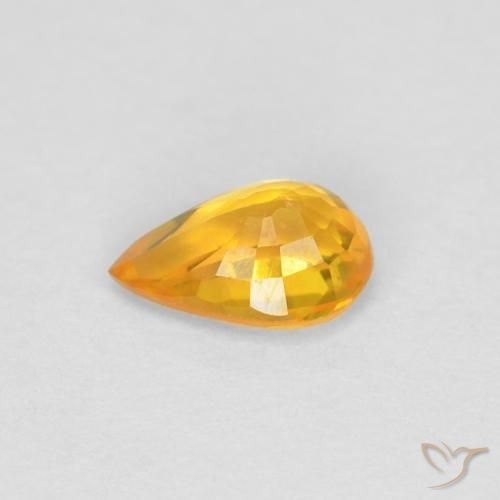 Zafiro Naranja medio natural de 0.48 ct, En forma de pera, VVS-VS