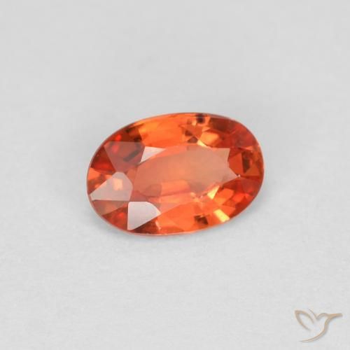 Zafiro Naranja rojizo natural de 0.44 ct, Ovalada, VVS