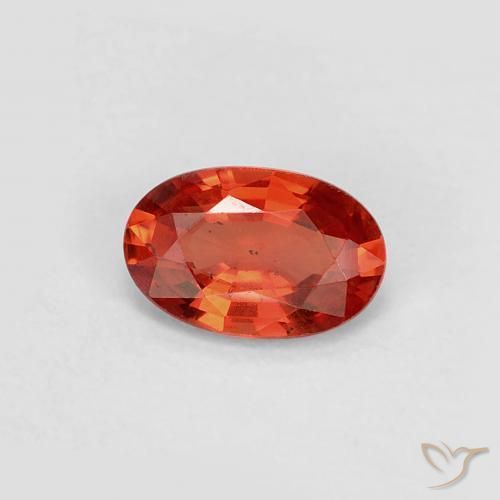 Zafiro Naranja rojizo natural de 0.48 ct, Ovalada, VS