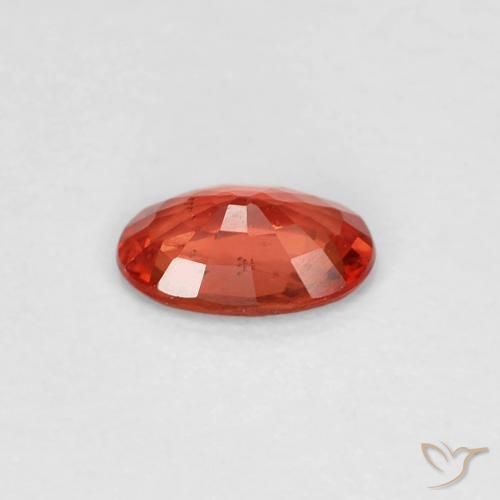 Zafiro Naranja rojizo natural de 0.48 ct, Ovalada, VS