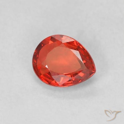 Zafiro Rojo medio natural de 0.42 ct, En forma de pera, VVS-VS