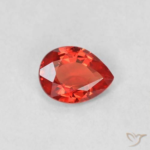 Zafiro Rojo intenso natural de 0.36 ct, En forma de pera, VVS-VS