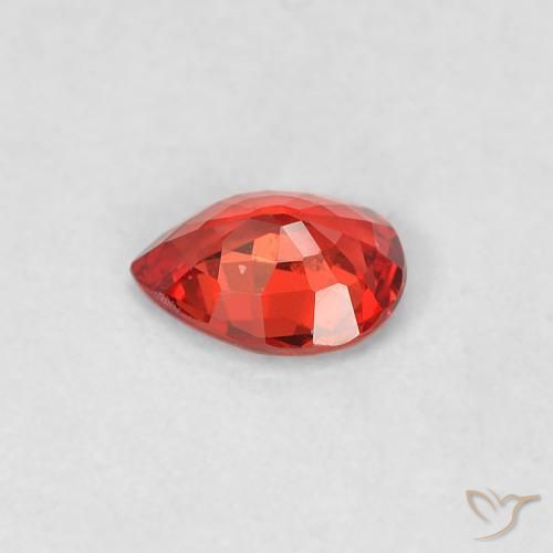 Zafiro Rojo intenso natural de 0.36 ct, En forma de pera, VVS-VS