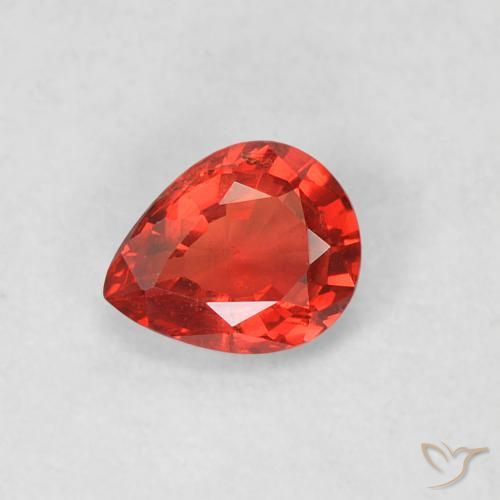 Zafiro Rojo claro natural de 0.39 ct, En forma de pera, VS