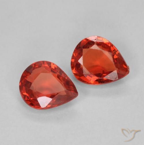 Gemas de Zafiro Rojo medio natural de 0.86 ct, En forma de pera, VVS-VS