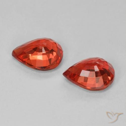 Gemas de Zafiro Rojo claro natural de 0.91 ct, En forma de pera, VVS-VS