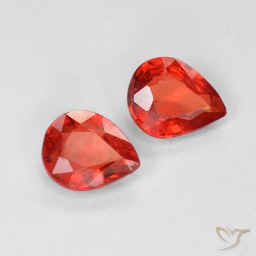 Gemas de Zafiro Rojo claro natural de 0.83 ct, En forma de pera, VVS-VS