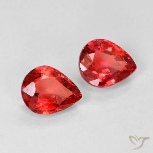Gemas de Zafiro Rojo medio natural de 0.95 ct, En forma de pera, VVS-VS