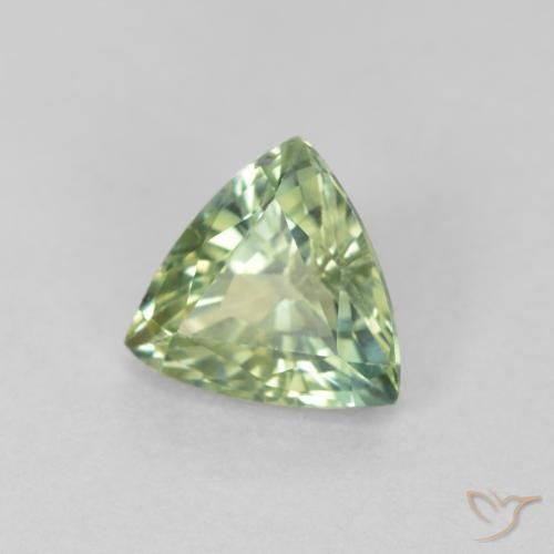 Zafiro Verde amarillento natural de 0.88 ct, Trillón, VVS