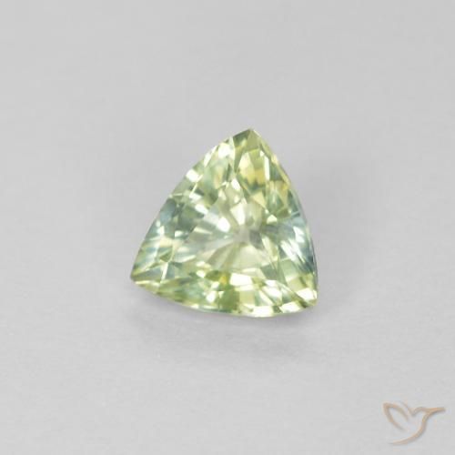 Zafiro Verde amarillento natural de 0.45 ct, Trillón, VVS