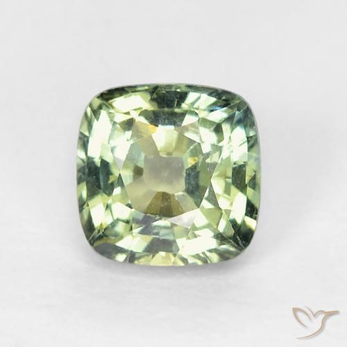 0.86ct Natural Verde grisáceo Zafiro, Forma Cojín, VS