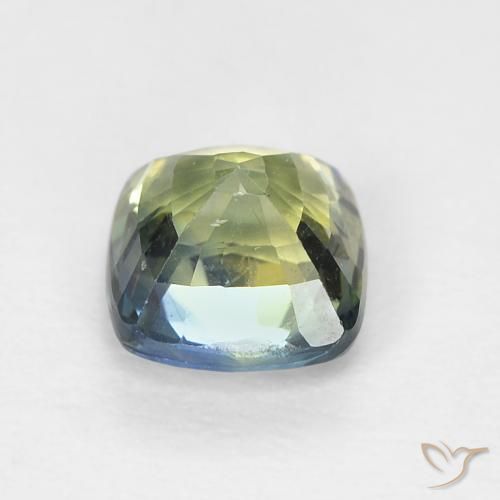 Zafiro Verde grisáceo natural de 0.86 ct, Forma Cojín, VS
