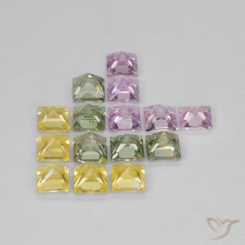 Gemas de Zafiro Multicolor natural de 3.01 ct, Cuadrado, VS