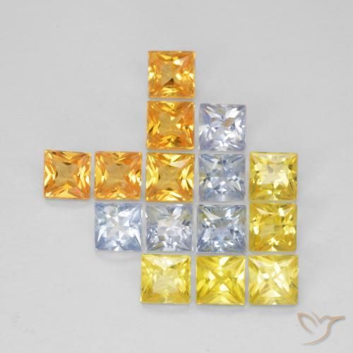 Gemas de Zafiro Multicolor natural de 2.69 ct, Cuadrado, VS