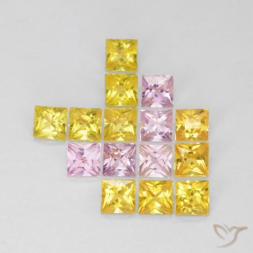 Gemas de Zafiro Multicolor natural de 1.88 ct, Cuadrado, VS