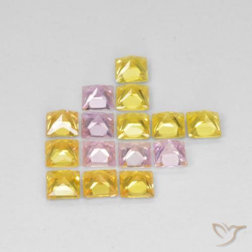 Gemas de Zafiro Multicolor natural de 1.88 ct, Cuadrado, VS