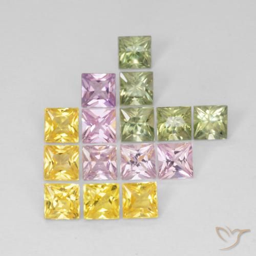 3.35ctw Natural Multicolor Zafiro, Cuadrado, VS