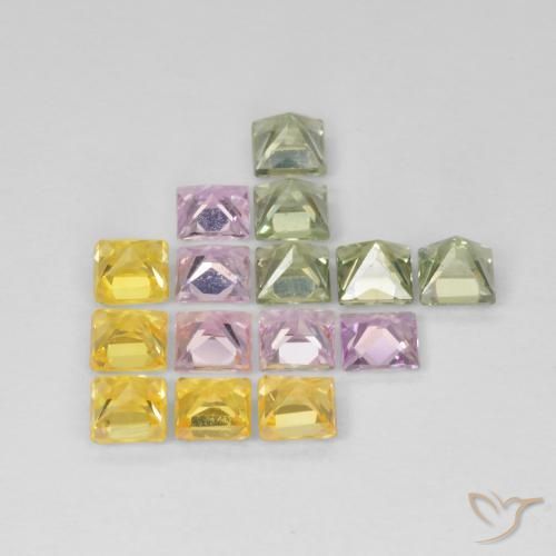 Gemas de Zafiro Multicolor natural de 3.35 ct, Cuadrado, VS
